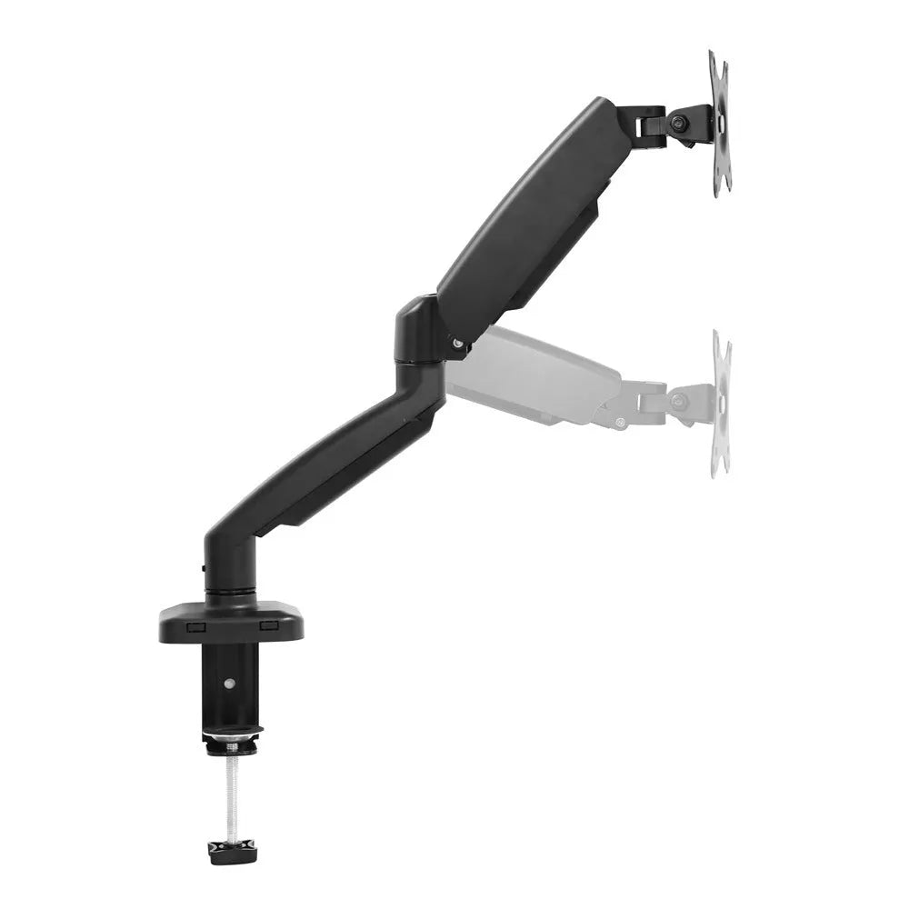 Black and white rotating telescopic LCD screen bracket on a table