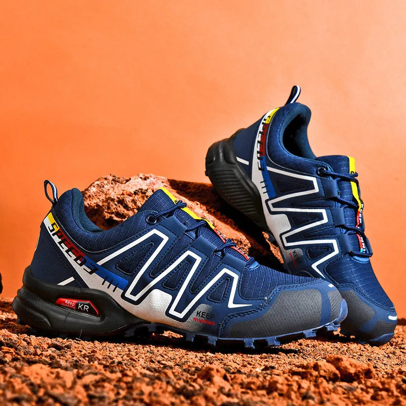 Plus size men's casual shoes with synthetic leather upper and mesh lining in three colour variations
