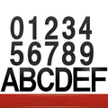 Black stainless steel adhesive house number characters showing letters and numbers 7.5cm tall