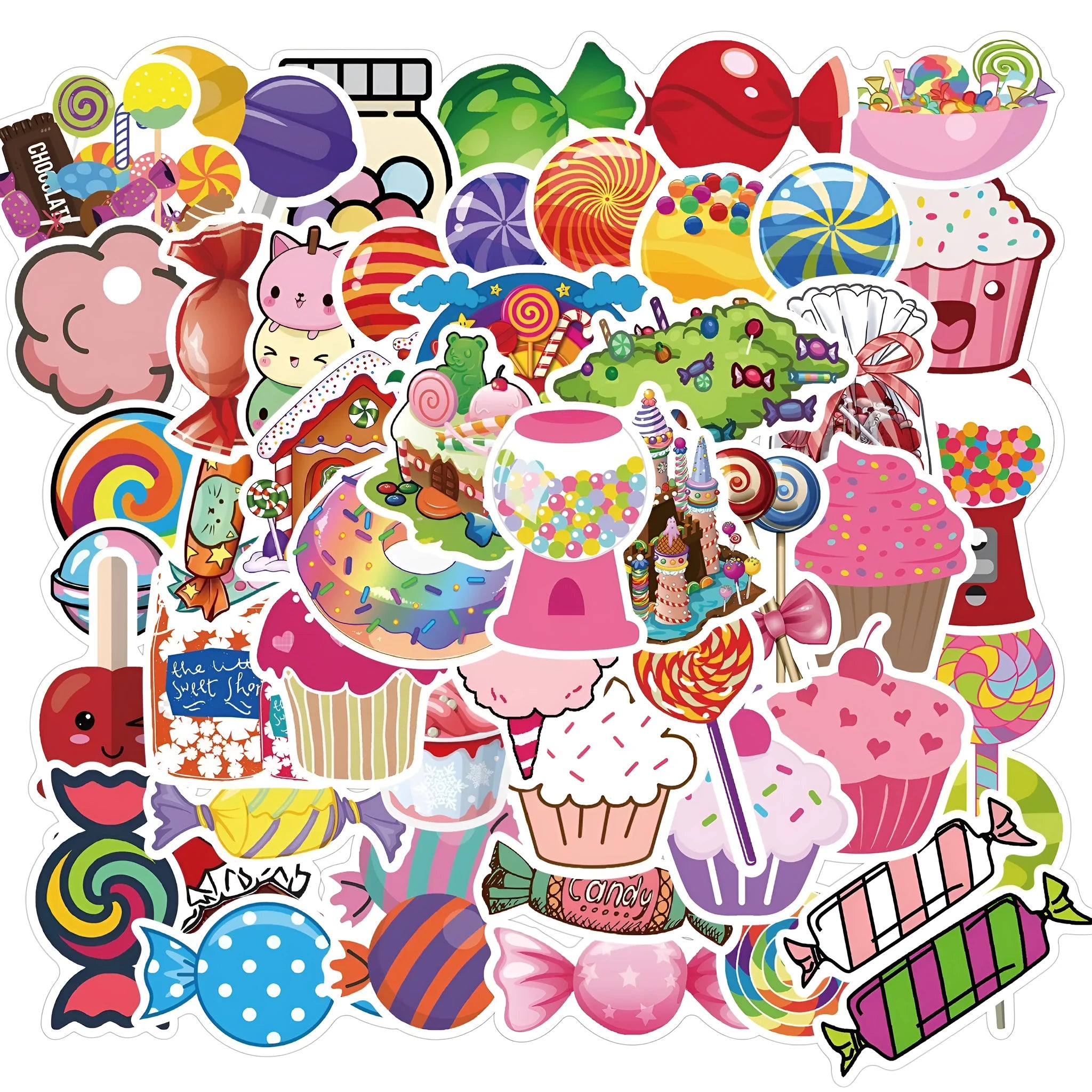 Colourful candy series graffiti stickers pack of 50 sheets measuring 4-6cm