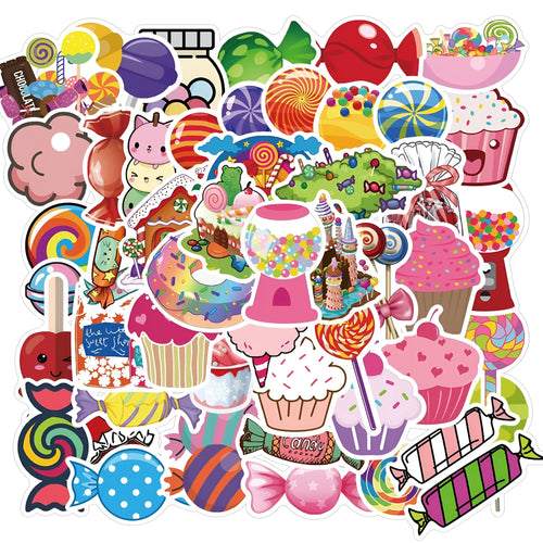 Colourful candy series graffiti stickers pack of 50 sheets measuring 4-6cm