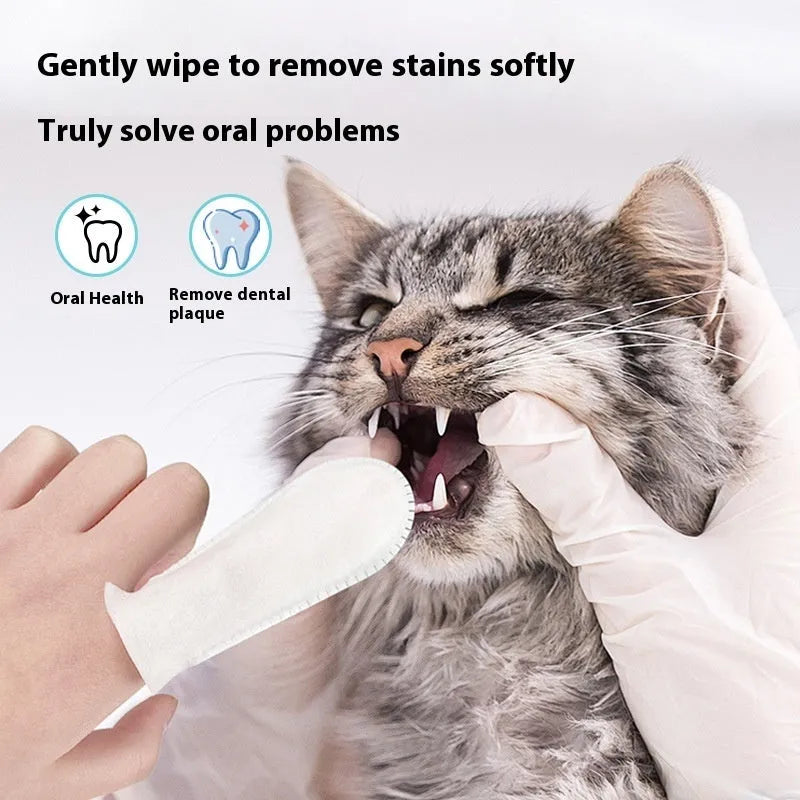 50 piece non-woven pet dental cleaning finger stall for cat and dog teeth