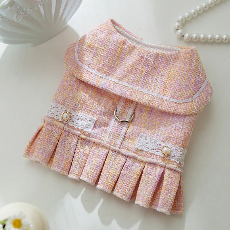 Polyester pet clothes for small dogs and cats in purple and pink colours with four size options
