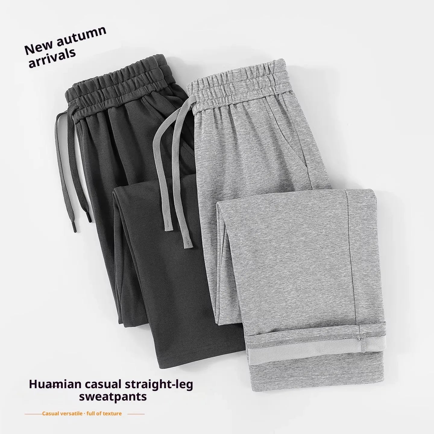 High-waisted casual straight-leg cotton sweatpants in loose fit, available in multiple colours