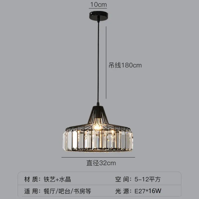Modern black and gold crystal chandelier ceiling lamp with LED lights in various sizes.