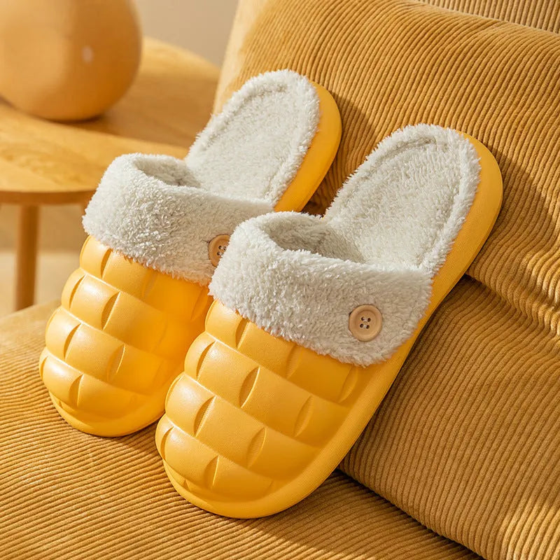 Women's detachable EVA plaid slippers with plush lining in multiple colours