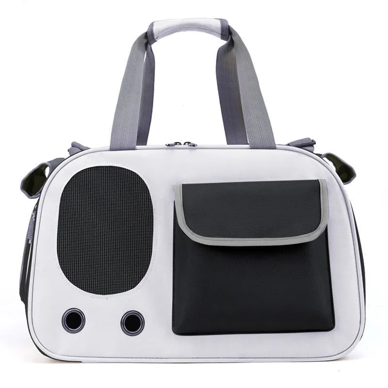 A foldable canvas pet shoulder bag in yellow colour, shown with a single strap.