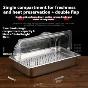 Stainless steel commercial dining plate display box with lid in multiple grid configurations