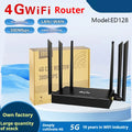 Industrial iron box 4G router with DC power port and optional sucker antennas on a grey background.