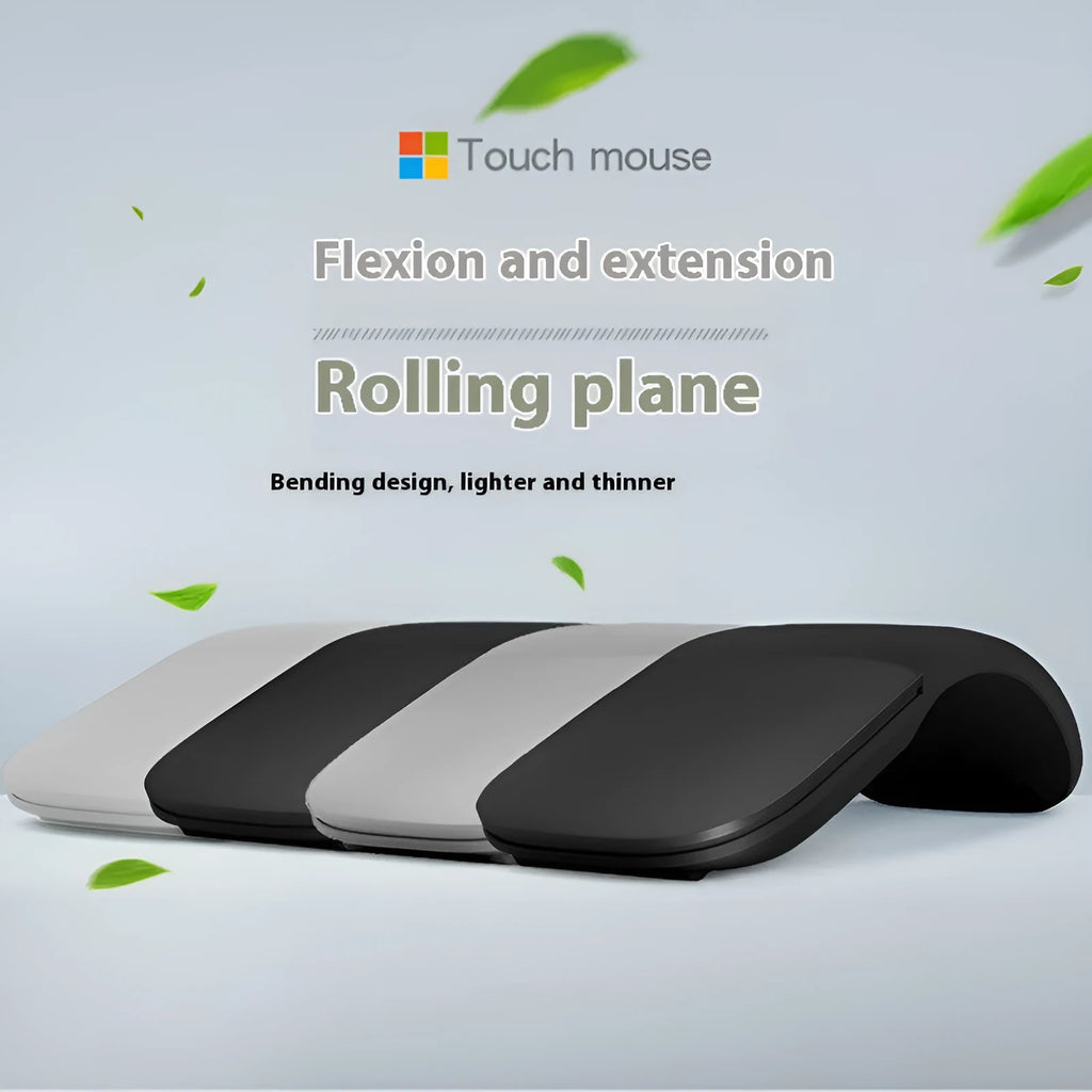 Folding Bluetooth 4.0 wireless mouse in black showing compact 131.2x55x14.5mm dimensions