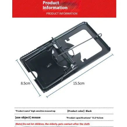 Automatic metal and plastic mouse cage trap shown in small, medium, and large sizes for indoor rodent control.