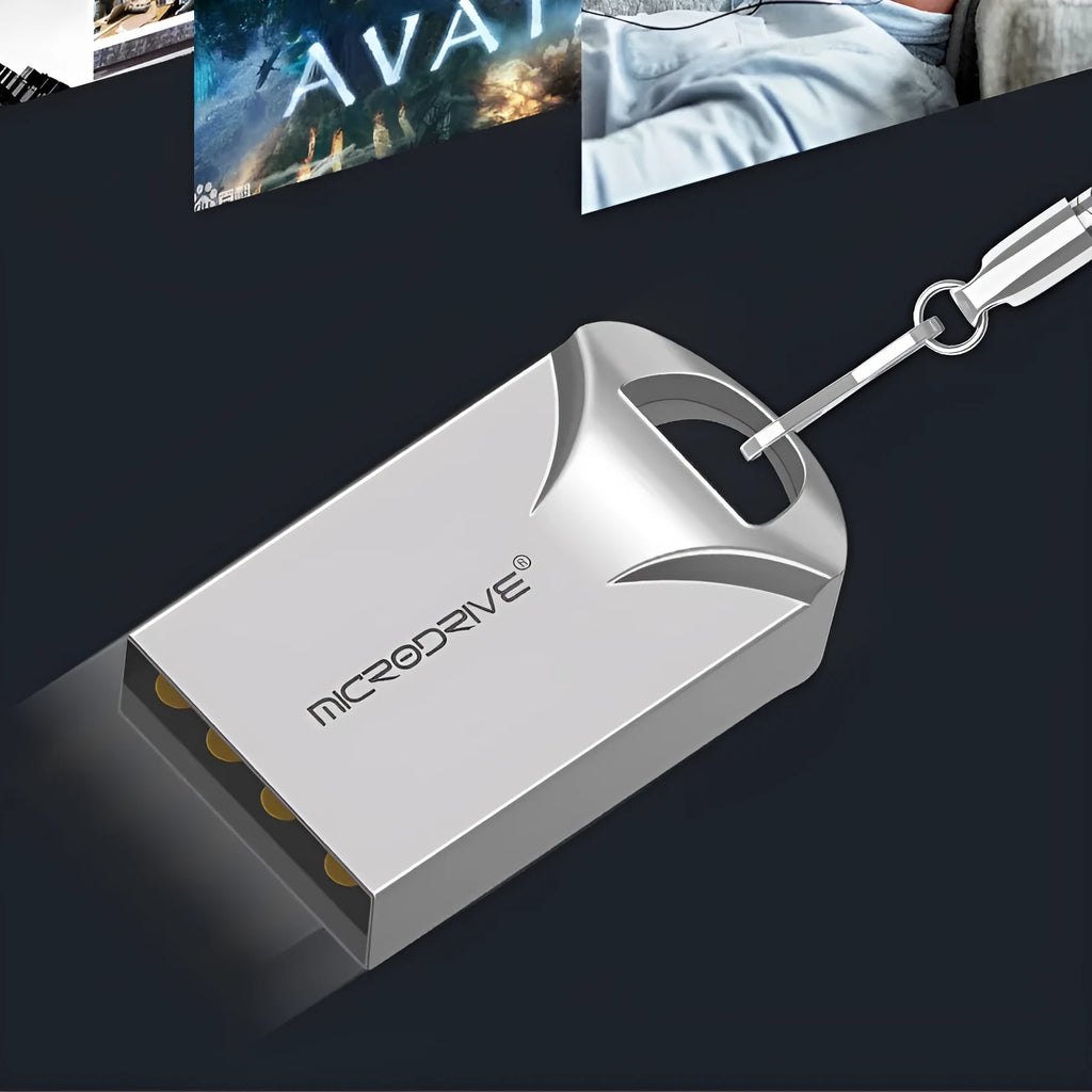 Mini metal USB flash drive in black or silver with compact 23x12x8mm dimensions
