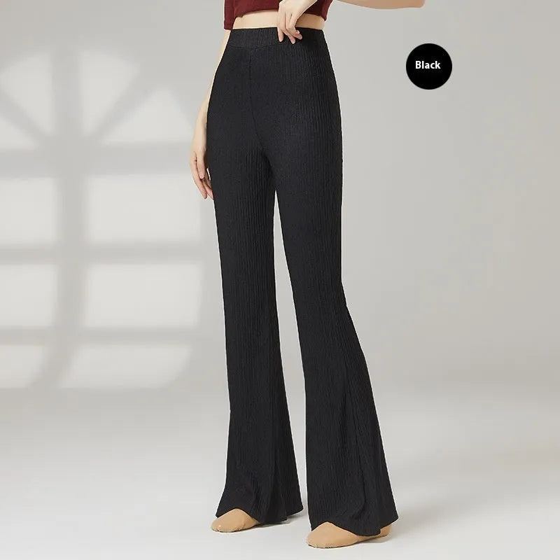 Women's solid colour polyester dance practice pants for classical training in beige apricot