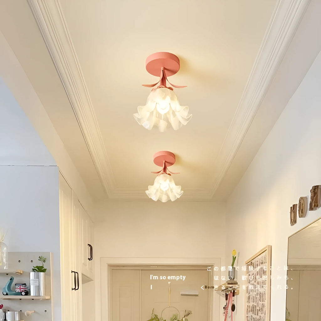 Cream coloured modern corridor light fixture with Linglan Flower design and remote control.