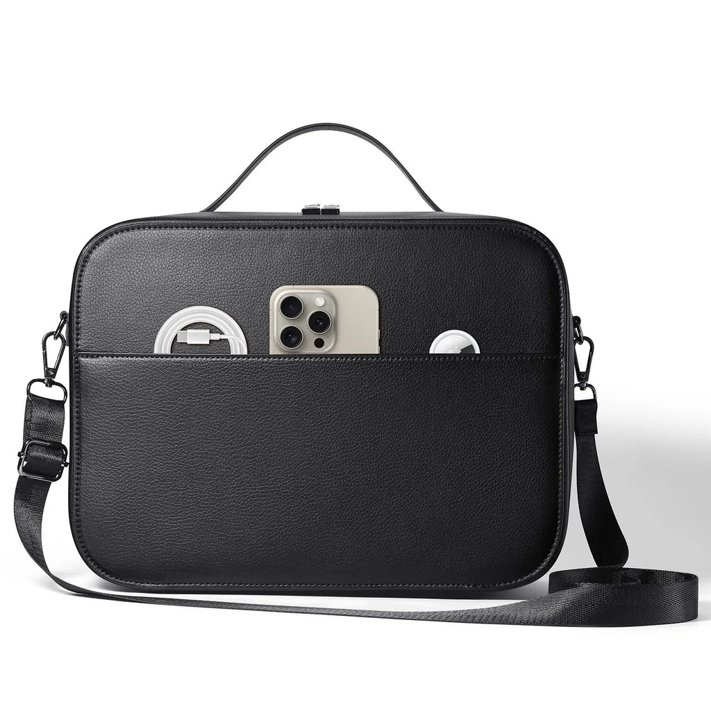 Black MR glasses storage box for Apple Vision Pro measuring 32.5cm with superfiber construction