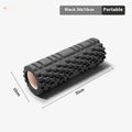 EVA foam roller in various colours including black, grey, pink, blue, and purple on fitness mat
