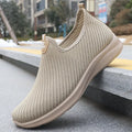 Men's breathable flyknit casual hiking shoes, low-top black rubber sole sneakers with round toe