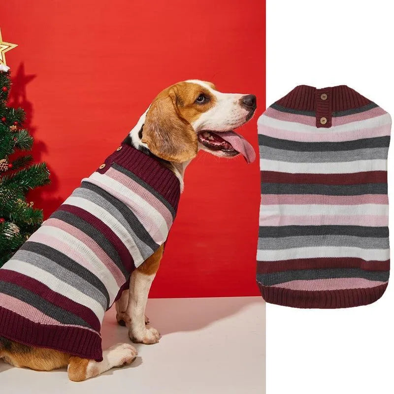 Grey dog sweater with horizontal zipper and button pocket on a small canine