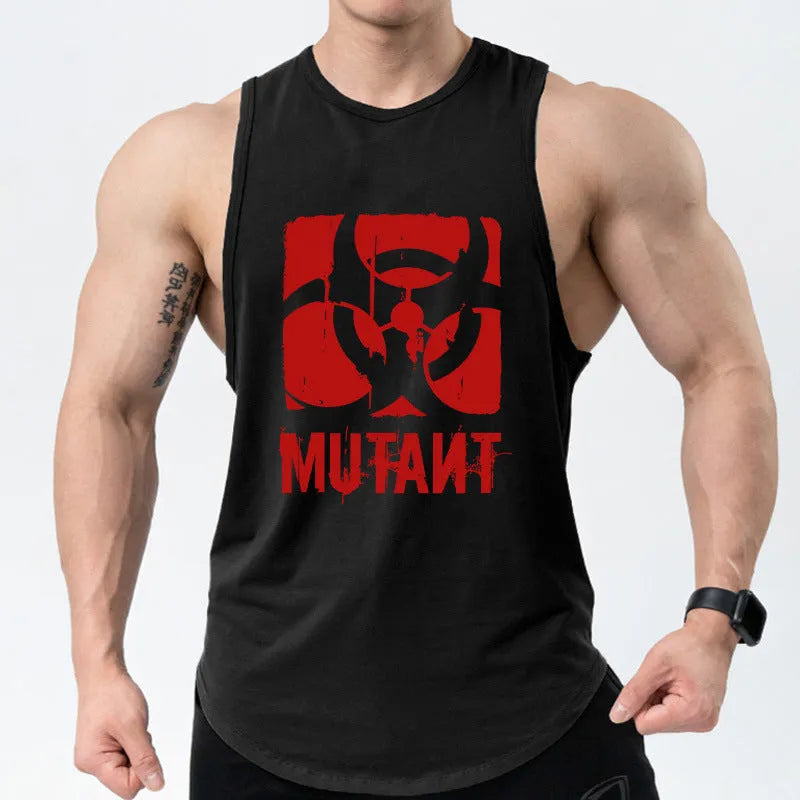 Loose fit polyester training waistcoat shirt for men's fitness workouts