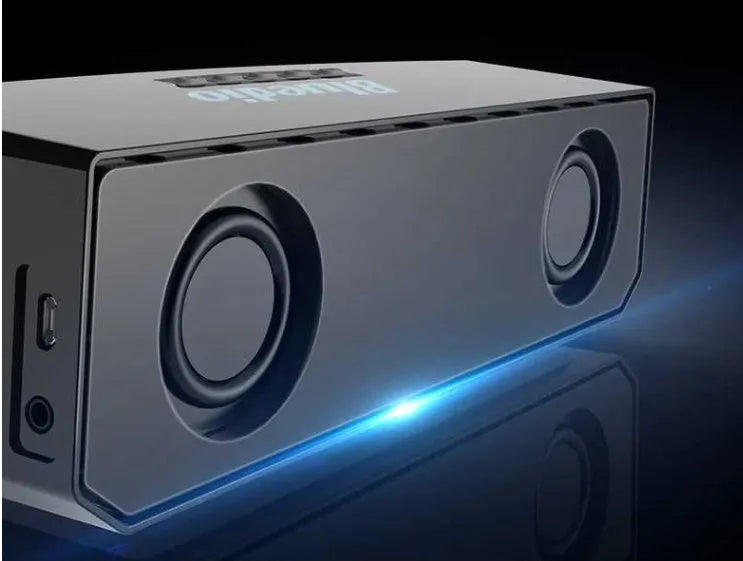 Black BS-6 cloud smart speaker with Bluetooth connectivity and micro-USB port