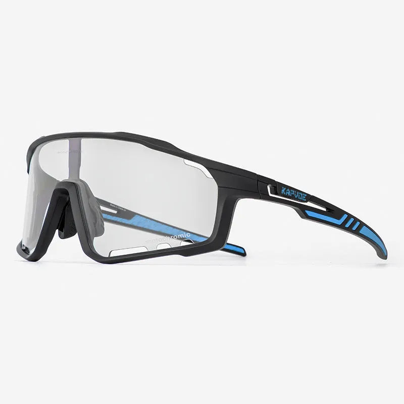 TR90 photochromic cycling sports goggles with a semi-rimless frame in one of 14 available colours.
