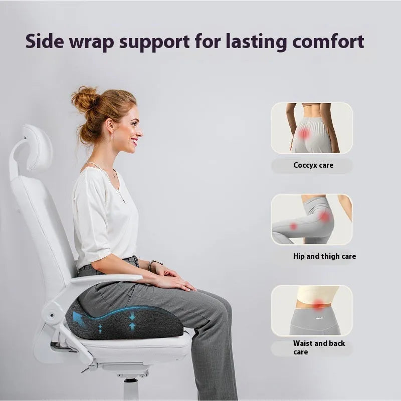 Office memory foam chair cushion in light grey black or green measuring 46x43x12cm