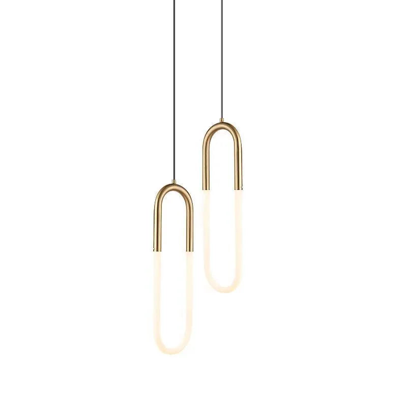 Nordic U-shaped bedroom chandelier pendant light with minimalist design and tri-colour dimming