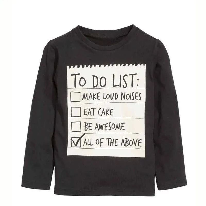 Boys' casual two-piece cotton clothing set with long sleeve T-shirt and trousers, featuring a letter print.