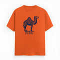 Orange loose fit cotton t-shirt with round neck and short sleeves for summer casual wear