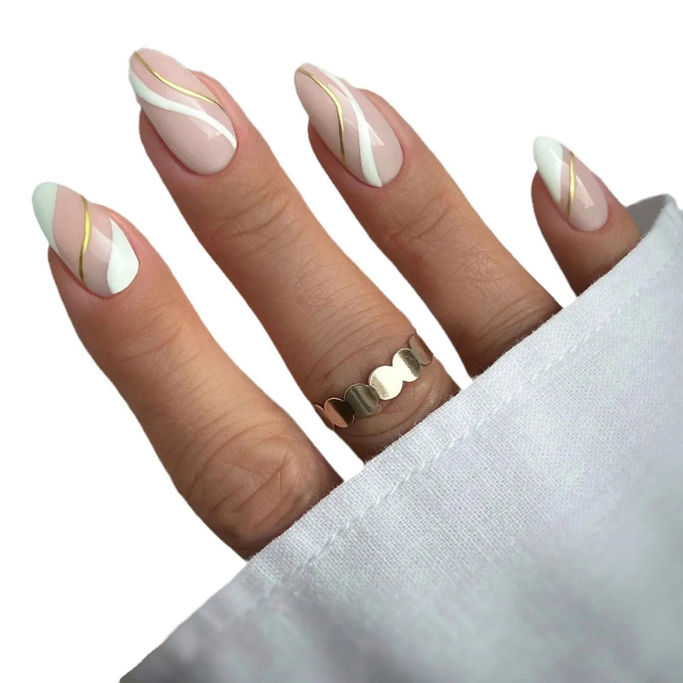 Wearable nail stickers with red and black plaid pattern in a medium drop shape on a white background.