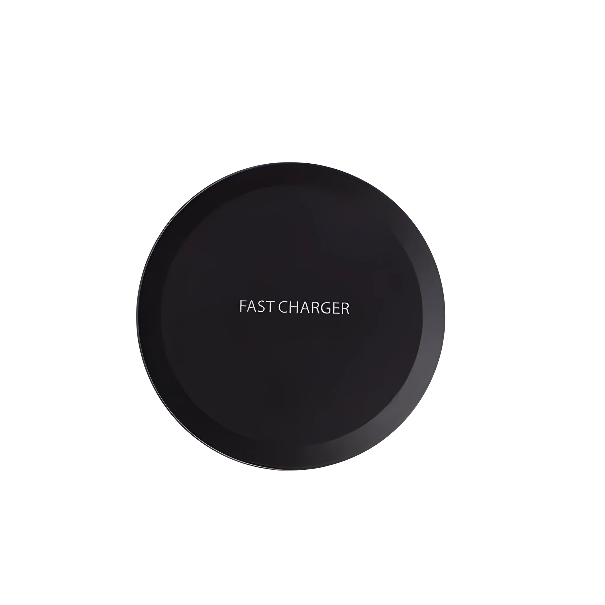 Ultra-thin wireless charger pad in black with LED indicator light and USB cable