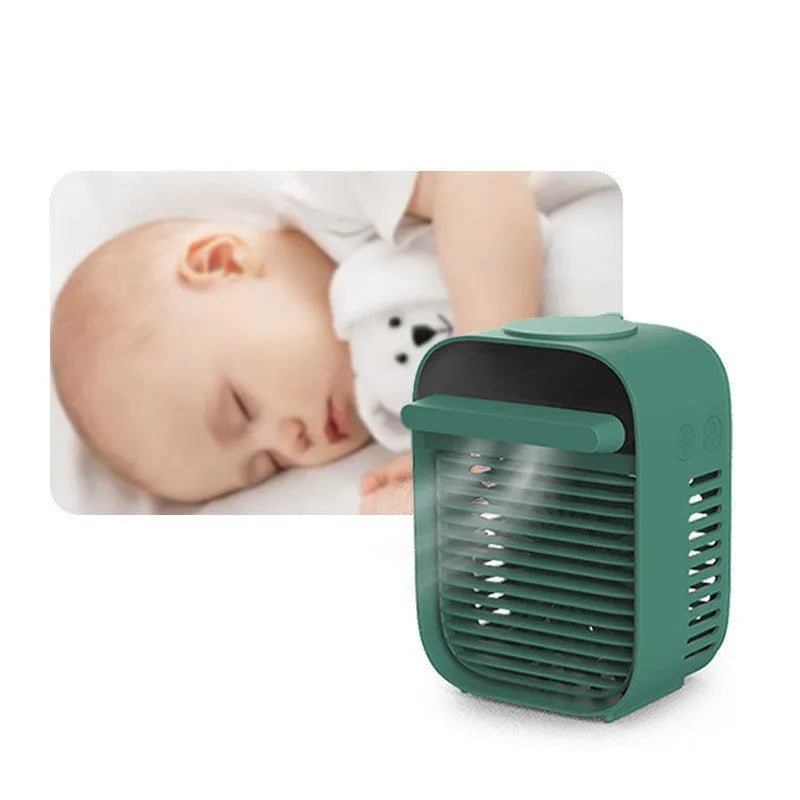 USB spray air cooler desktop fan in white with 200ml water tank bladeless design