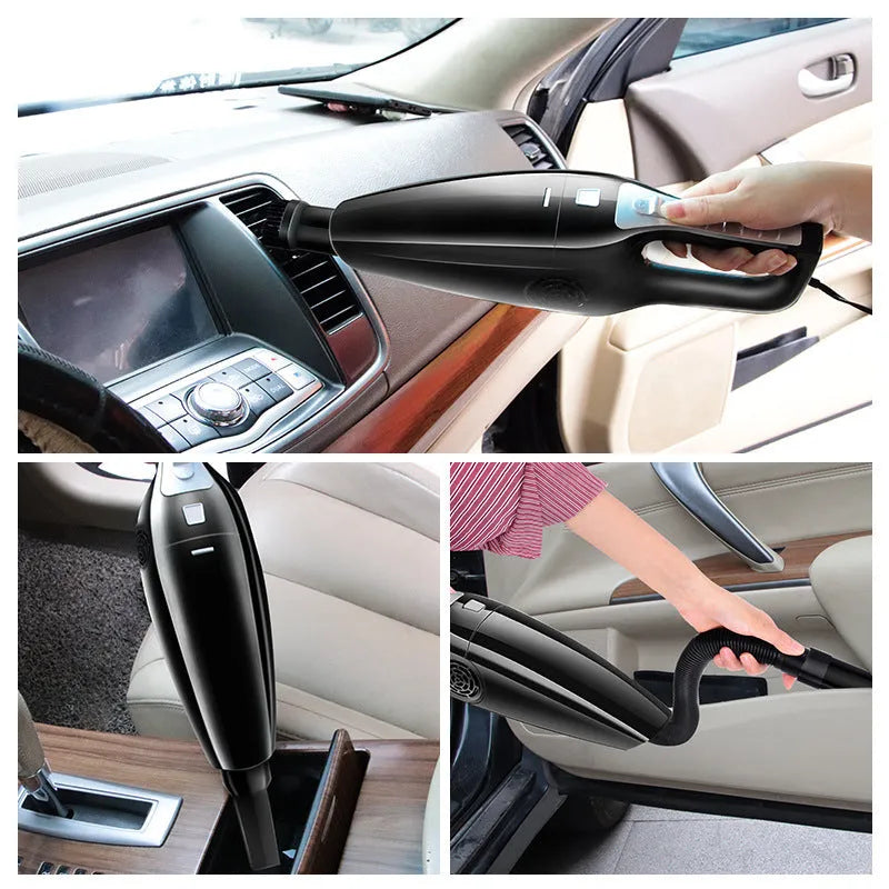 Black and orange 12V car vacuum cleaner with cigarette lighter plug