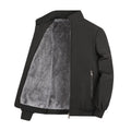 Men's winter thickening polyester padded coat in black, casual oversized fit, front view