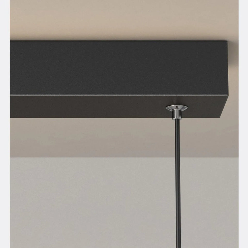 Three ring minimalist LED long bar restaurant pendant light in black finish with iron body