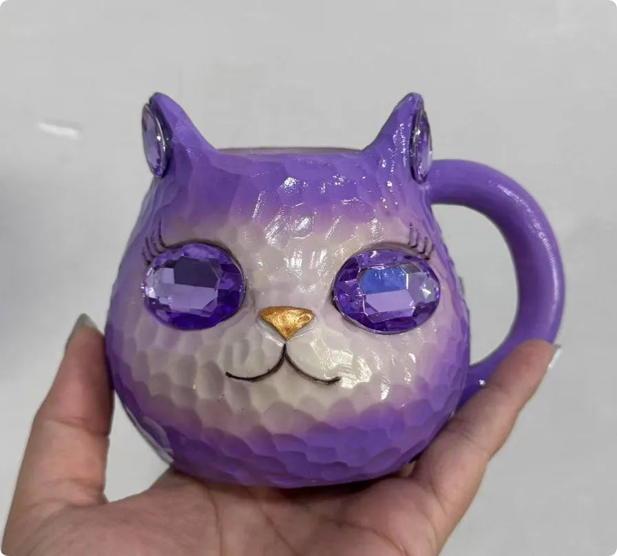 Resin cat cup decorative craft in American style design available in four colour options