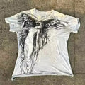 Men's black gothic cartoon print short sleeve t-shirt on a hanger
