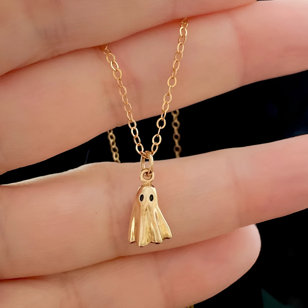 Ghost motif pendant necklace with titanium steel pendant and stainless steel chain options
