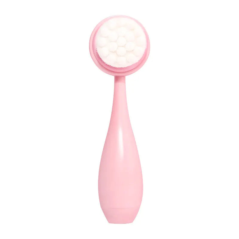 Facial brush set with coral fleece hair band, nylon bristle brush, and plastic toothbrush in purple, grey, white, or pink colours