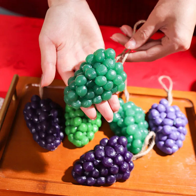 Handmade grape cluster soap in purple and green colours, 80g bar