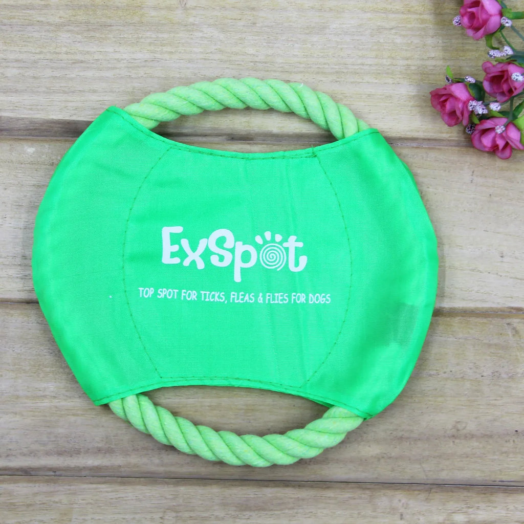 Pet dog flying rope toy canvas disc 19cm diameter for outdoor fetch training