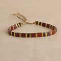 Glass and coloured glaze beaded bracelet with geometric round beads in five colour options