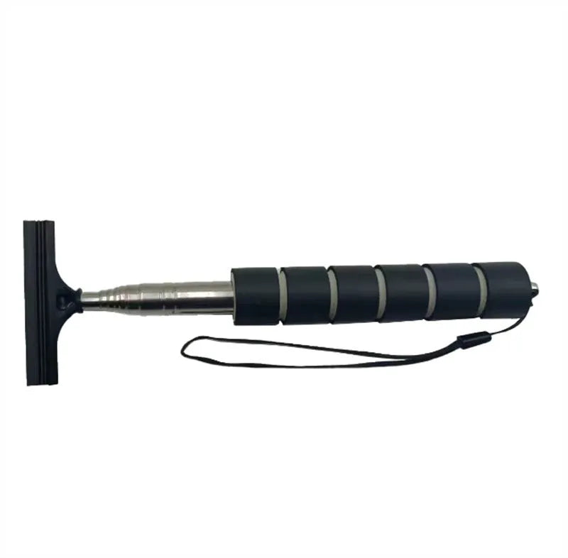 Retractable stainless steel car rearview mirror wiper shown in extended and retracted positions with colour options.
