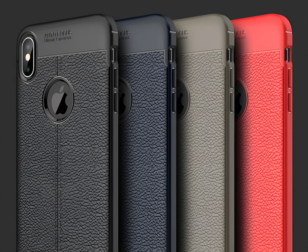 Black PU leather and silicone phone case for OnePlus 5, 5T, and 6 with screen protector