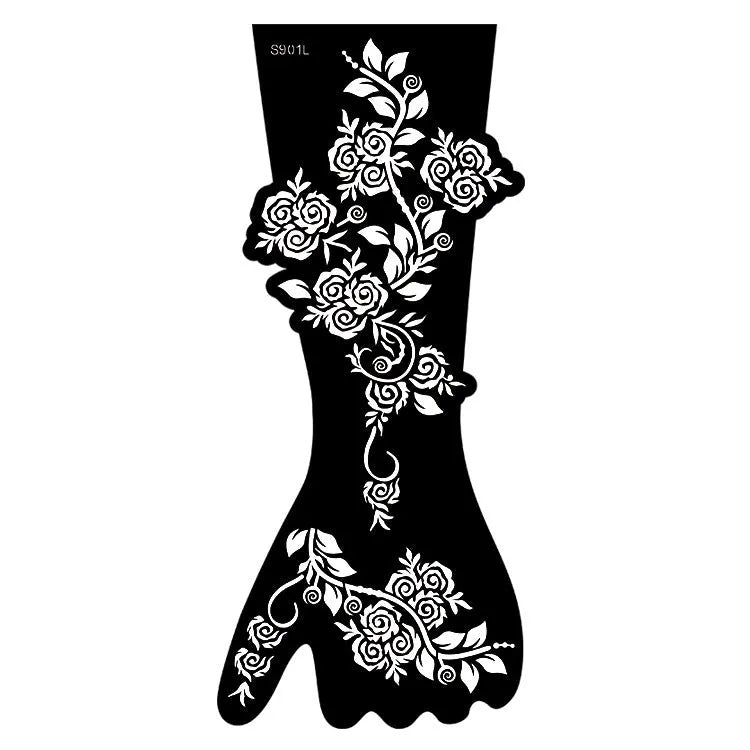 Geometric hollow template tattoo sticker with machine-cut edges and three-dimensional paper carving texture