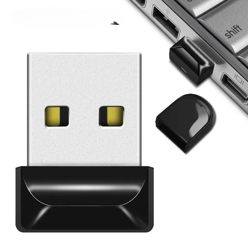 Compact metal speed car design USB flash drive on a silver chain necklace.