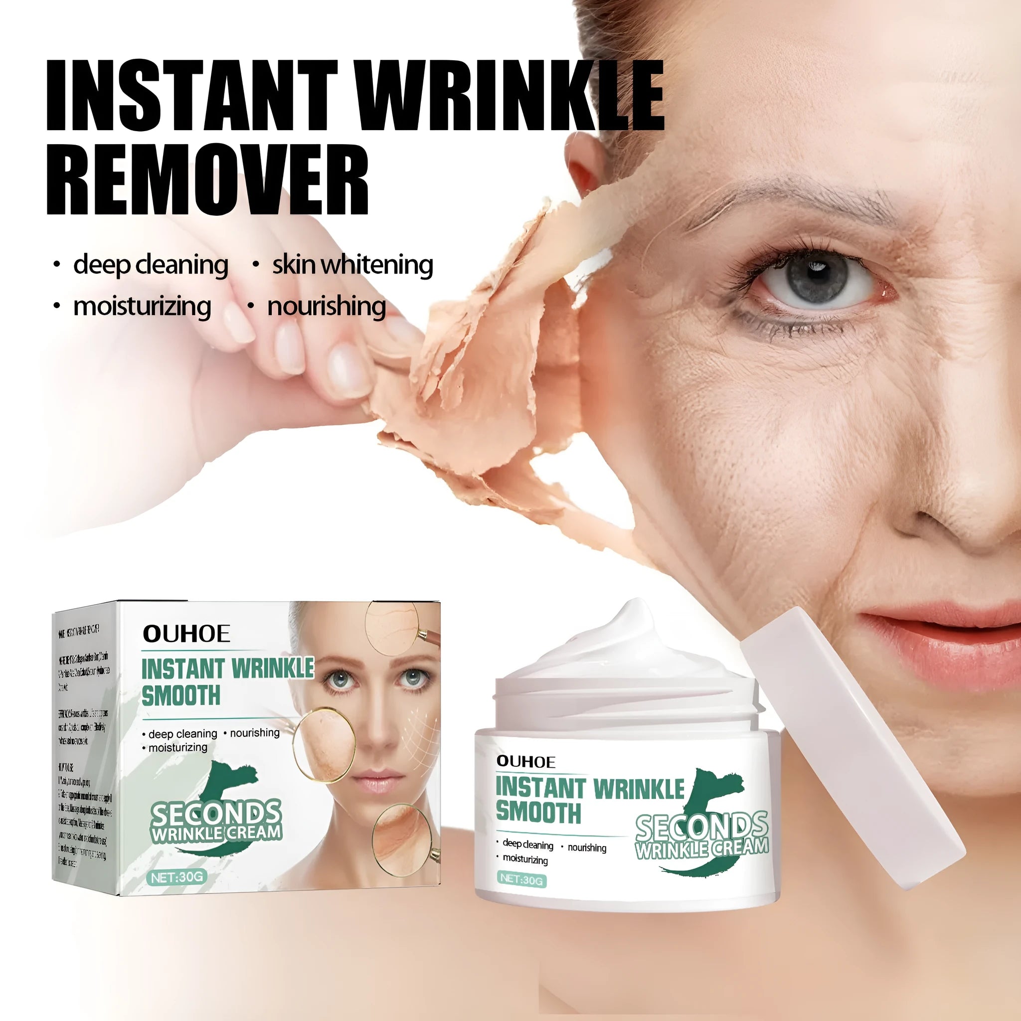 30g anti-aging anti-wrinkle face cream jar for daily hydration and wrinkle reduction