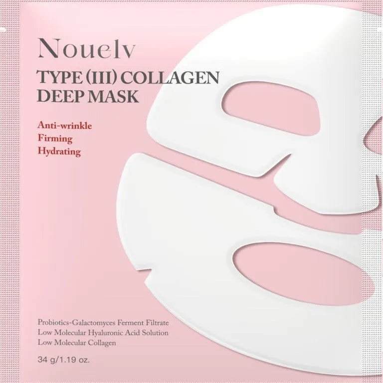 Box of four collagen layered patch face masks for moisturising and rejuvenating skin.