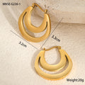 Geometric French earrings with circular ring elements in 18K gold plated metallic finish