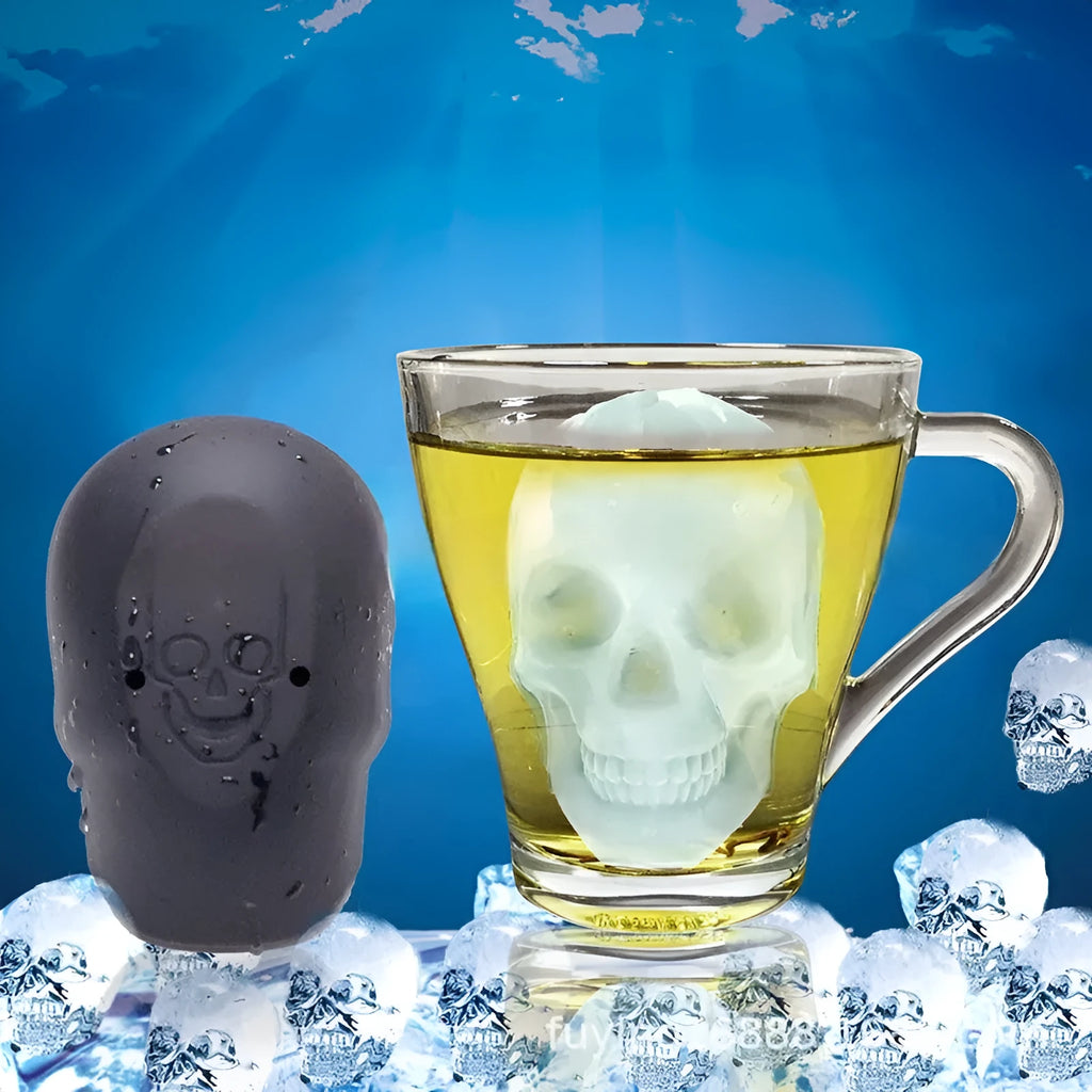 Food grade silicone Halloween skull ice cube tray creating 3D ice cubes